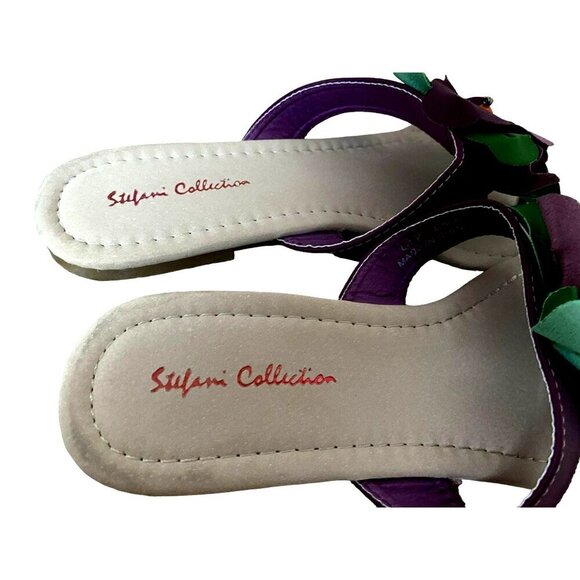 Stefani Collection Lily Flat Sandals Plum Purple Floral Slip-On Slides Sz 8.5M - Picture 3 of 6